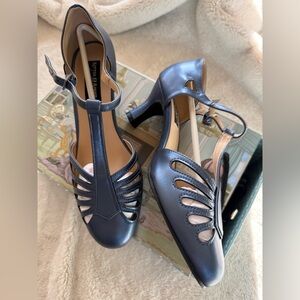 Beautiful La Luna Shoe in steel blue by Australian designer Kitten d’Amour. New.